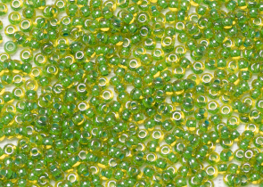 Бисер Чехия круглый 10/0 500г 81012 прозрачный желтый с морской волны прокрасом блестящий (желто-зеленый)