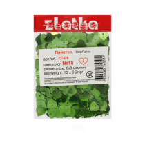 Пайетки " Zlatka" россыпью ZF- 06 8 х 8 мм 10 г №18 салатовый